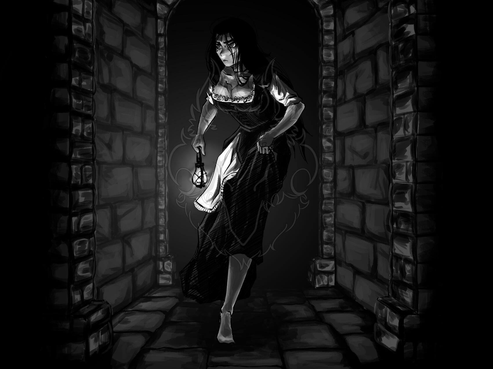 OC, b&w (full render, digital painting)