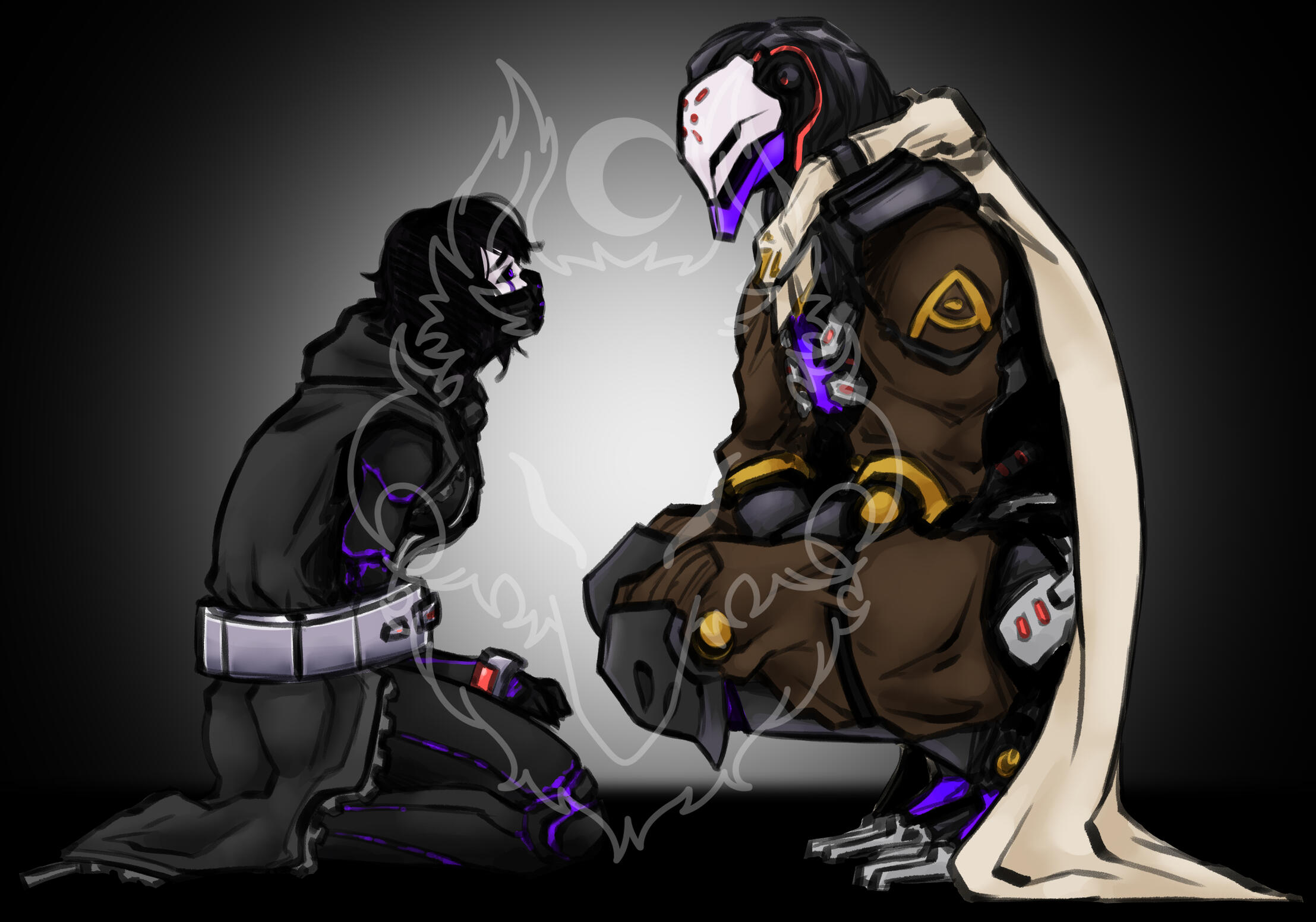 OC x canon, rendered sketch