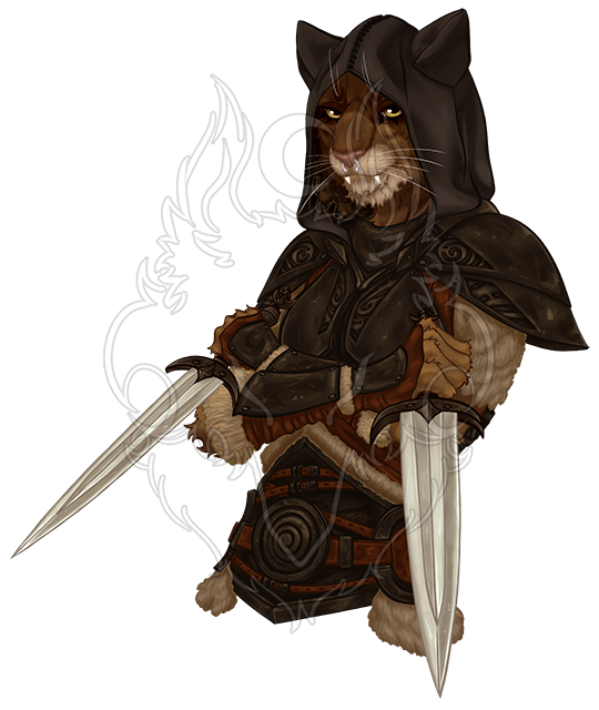 Elder Scrolls Online character, colored + shadows art