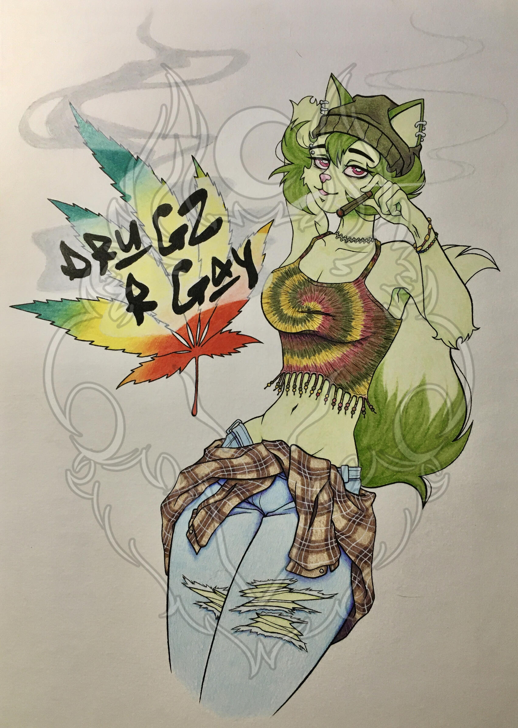 fanart (ashleyloob on twitter), colored pencils